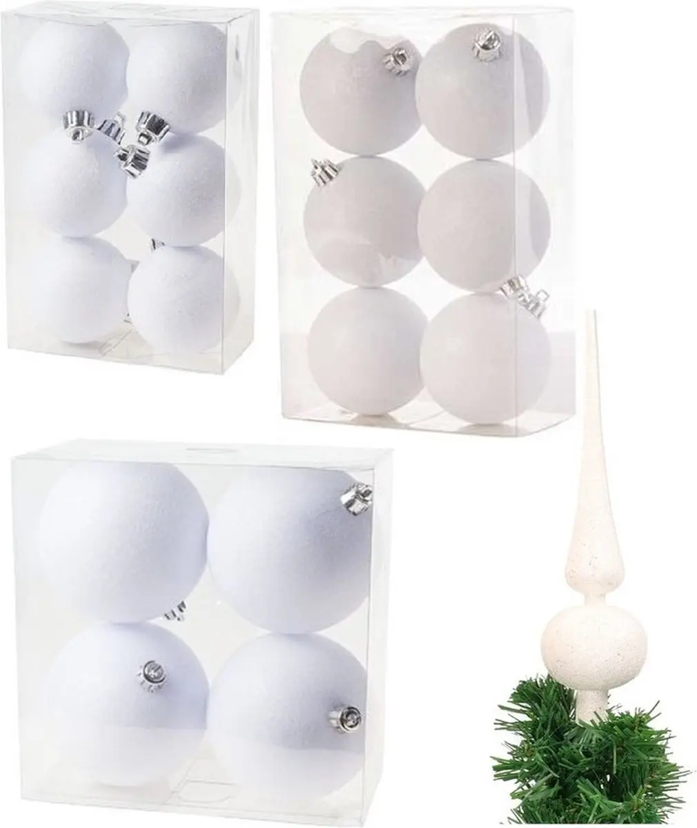 Cosy & Trendy Kerstversiering set glitter wit