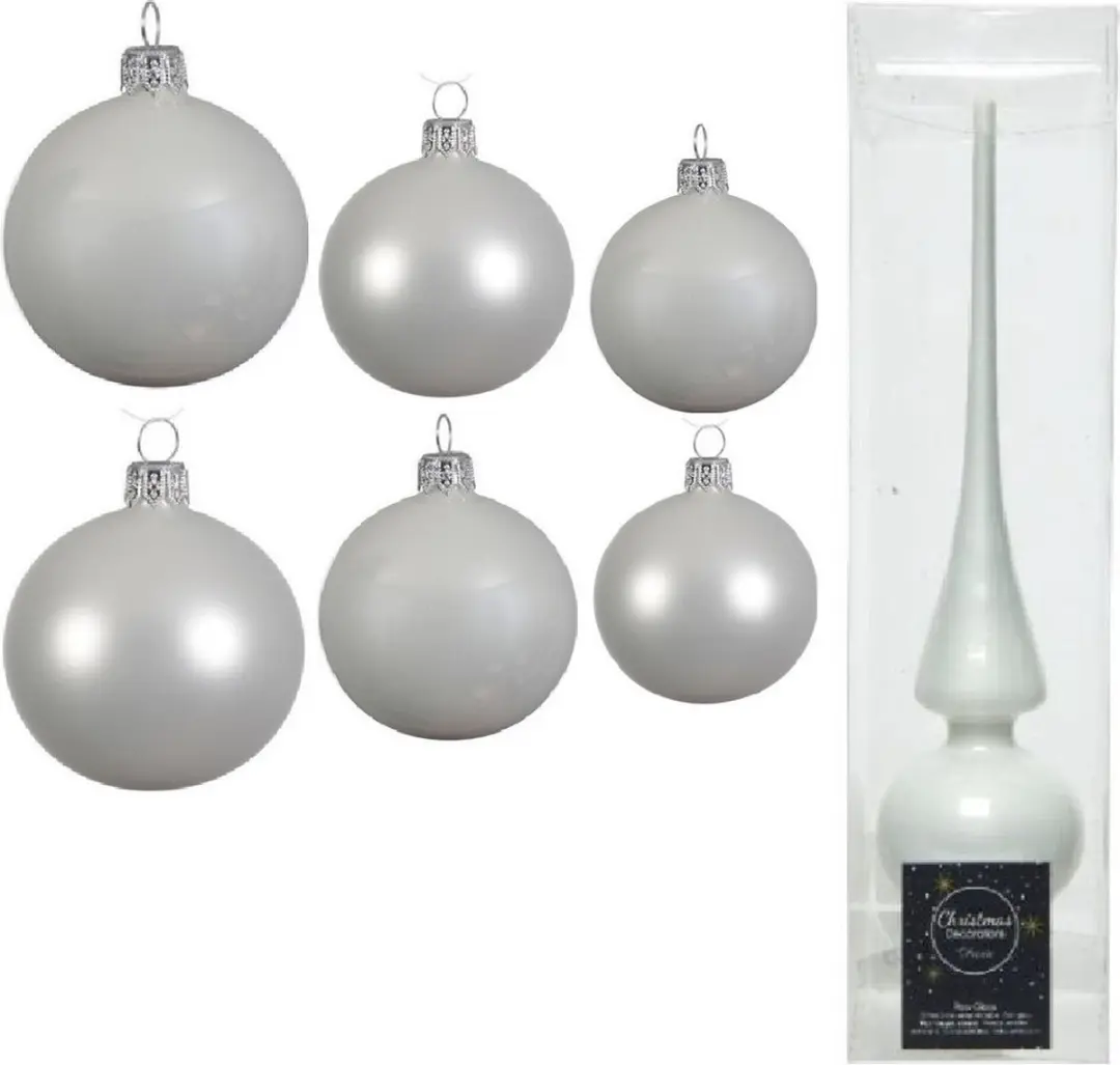 Groot pakket glazen kerstballen winter wit glans/mat 50x stuks