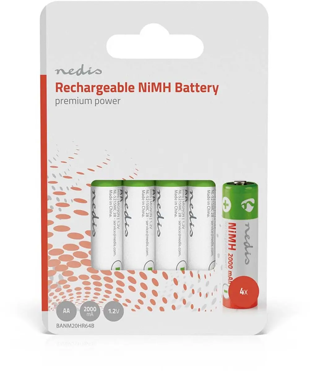 Nedis Oplaadbare NiMH-Batterij AA 2000 mAh - 4-Pak - afbeelding 2 van 6