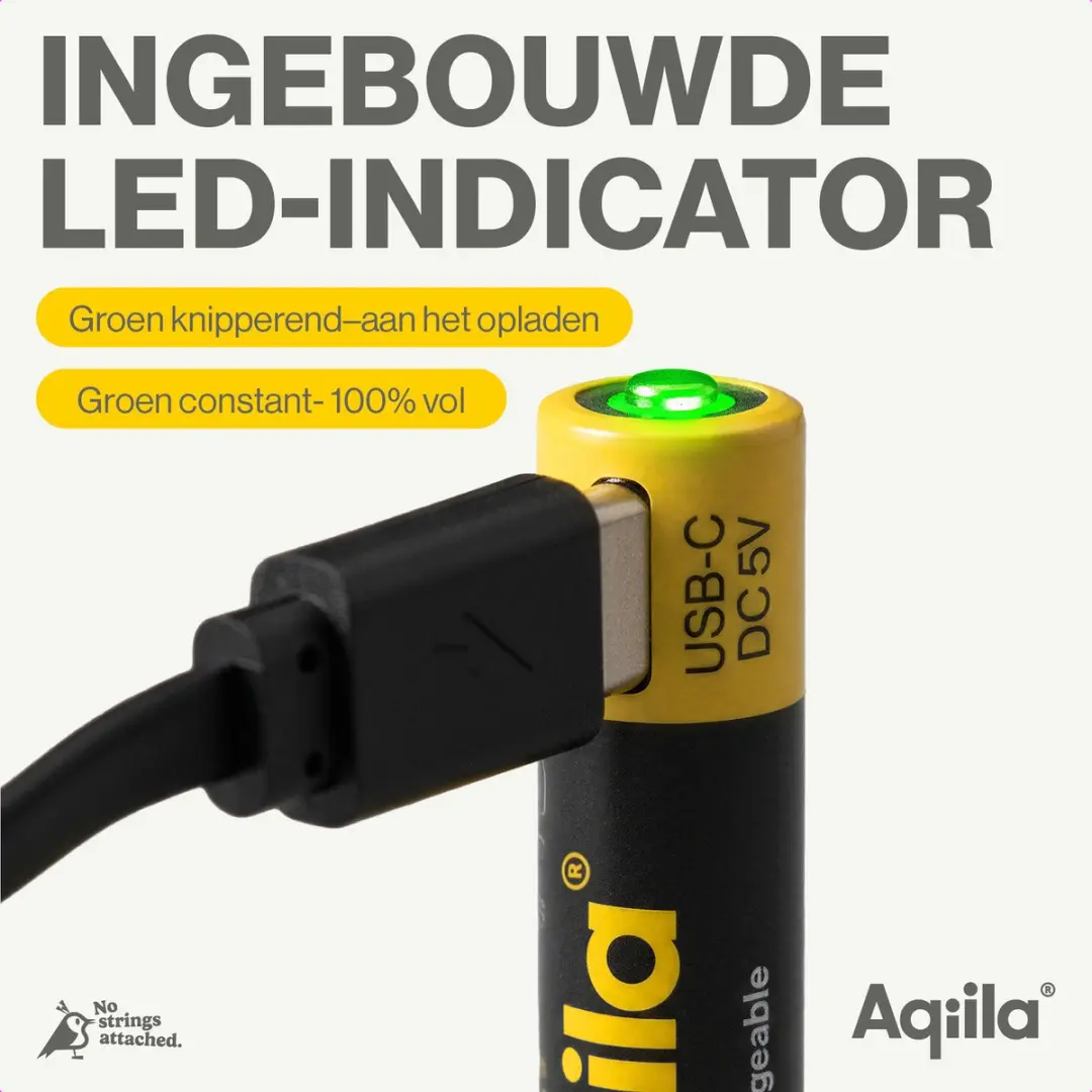 Aqiila AQ60AAA374C4 Oplaadbare AAA Batterijen - 4 stuks - afbeelding 4 van 6