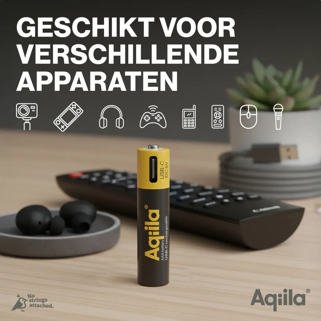 Aqiila AQ60AAA374C4 Oplaadbare AAA Batterijen - 4 stuks - afbeelding 6 van 6