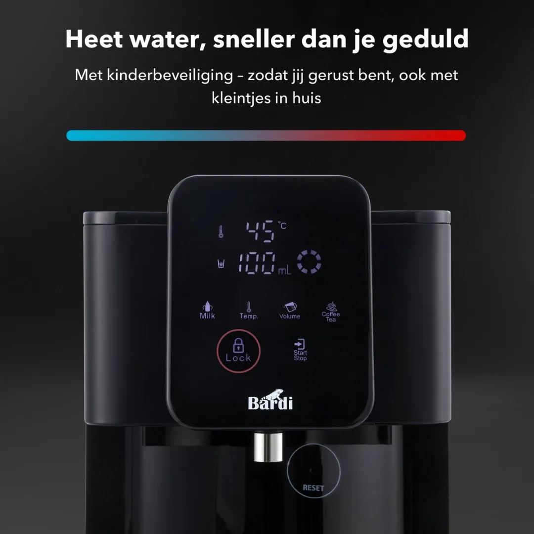 Bardi Heetwaterdispenser 4L 2600W - 8 Temperatuurstanden - Zwart