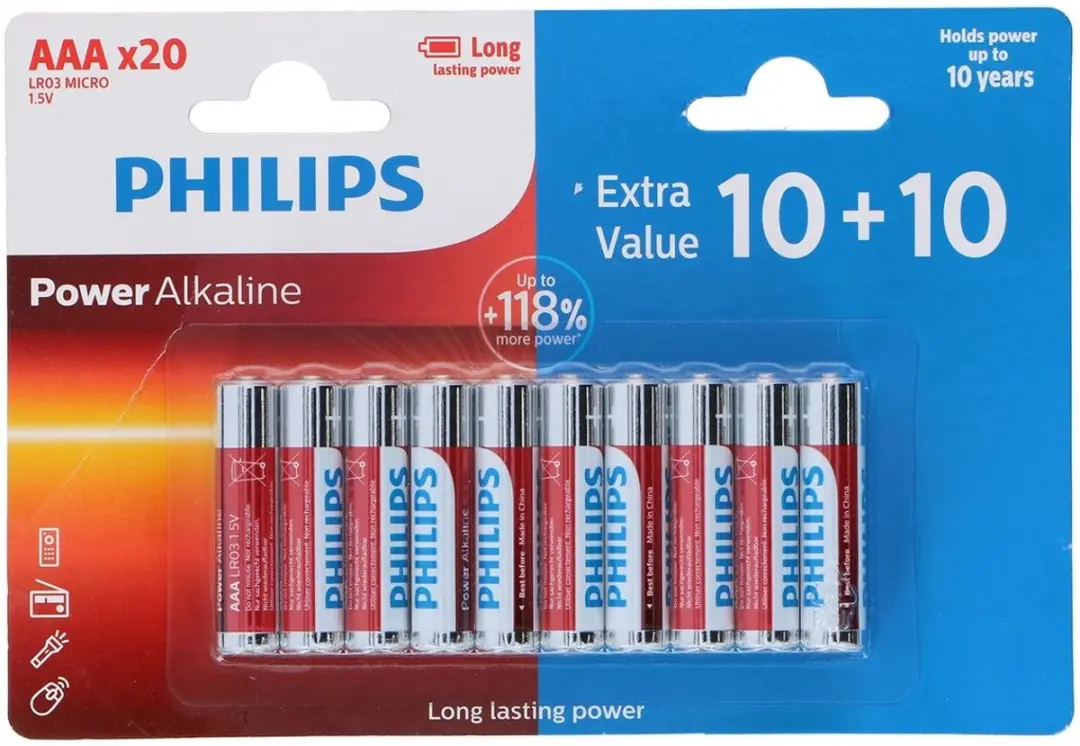 Philips AAA Alkaline Batterijen LR03 - 20 Stuks - afbeelding 5 van 6