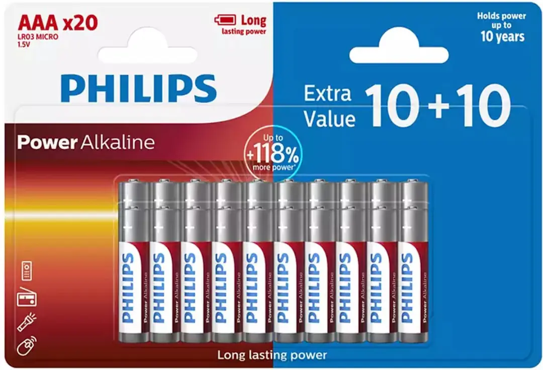 Philips AAA Alkaline Batterijen LR03 - 20 Stuks - afbeelding 6 van 6