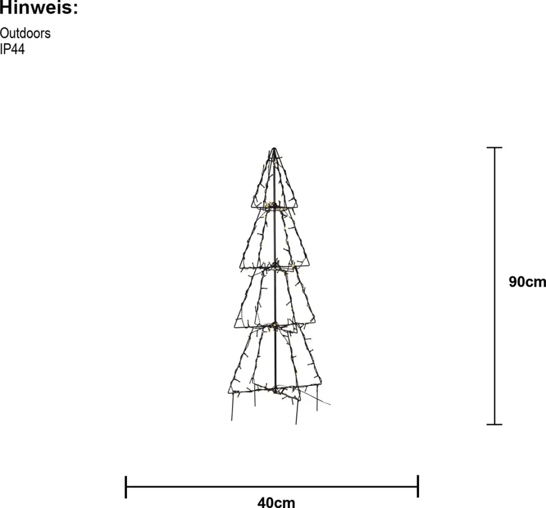 Star Trading Foldy LED Light Tree Buiten 90cm - 140 Lichtpunten - Warm Wit - afbeelding 2 van 6