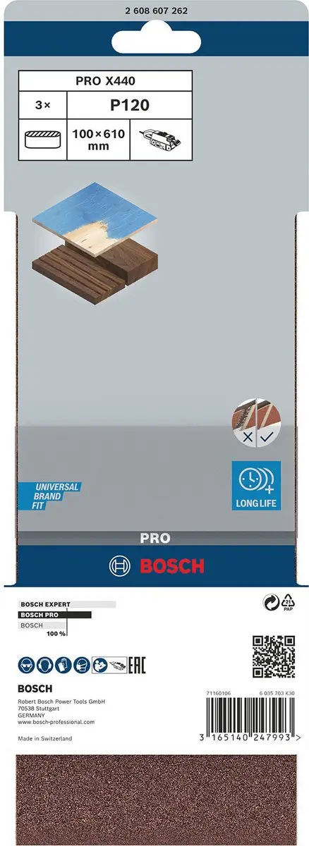 Bosch Schuurbandset 100x610mm P120 - 3 stuks - afbeelding 3 van 6