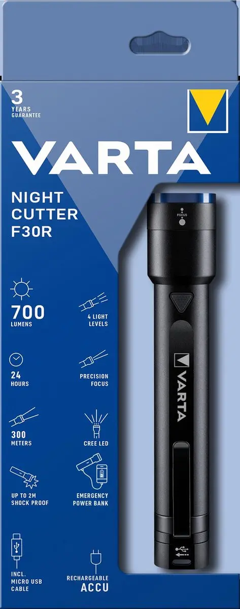 Varta Night Cutter F30R LED Zaklamp en Powerbank
