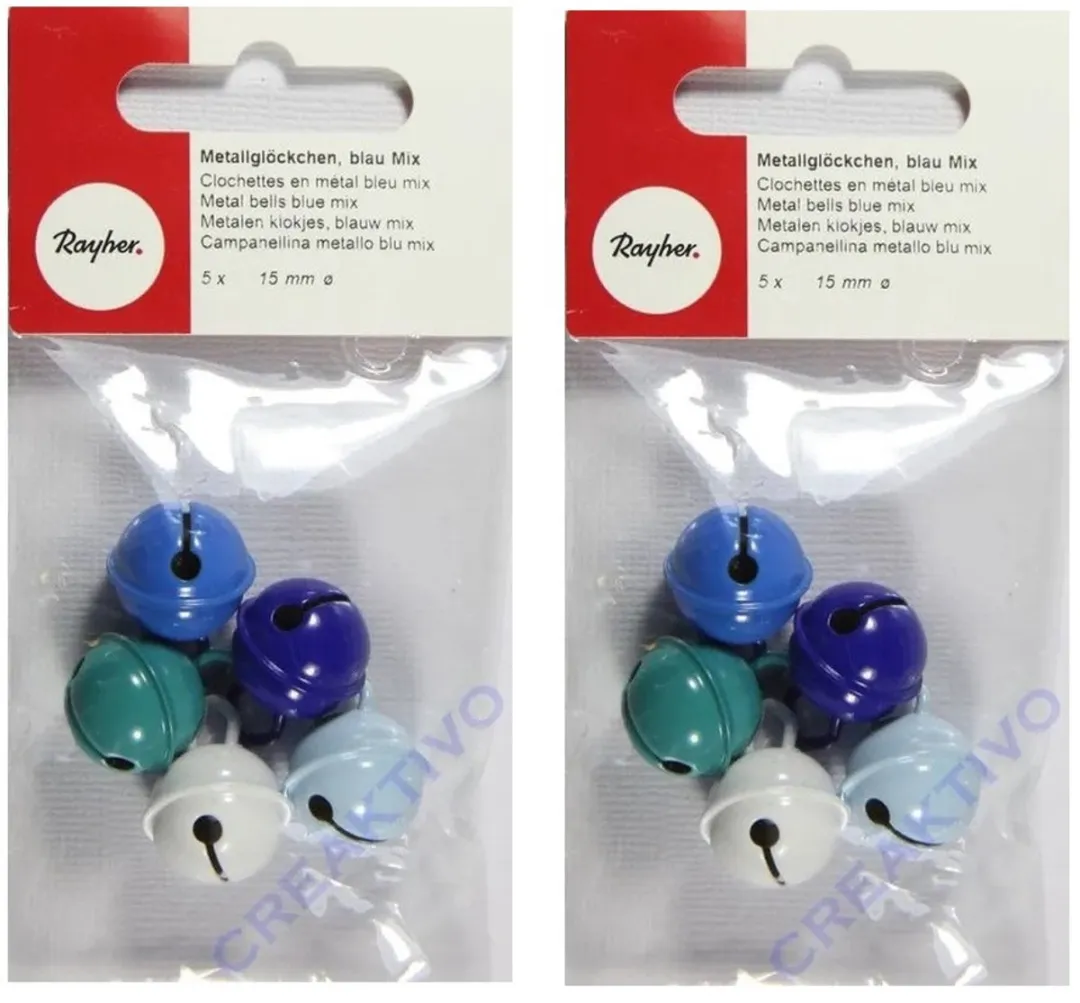 Rayher Metalen Belletjes 15mm - 10 Stuks - Blauw Mix met Oog