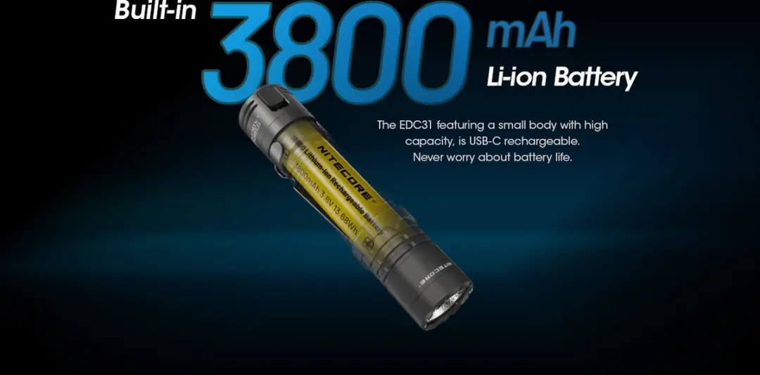 Nitecore EDC31 Oplaadbare Zaklamp - 3500 lumen - Zwart - afbeelding 5 van 6
