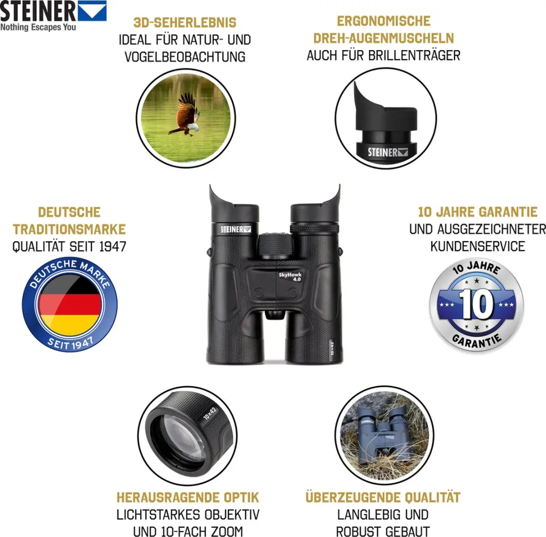 Steiner SkyHawk 4.0 10x42 Verrekijker - Zwart - afbeelding 2 van 6