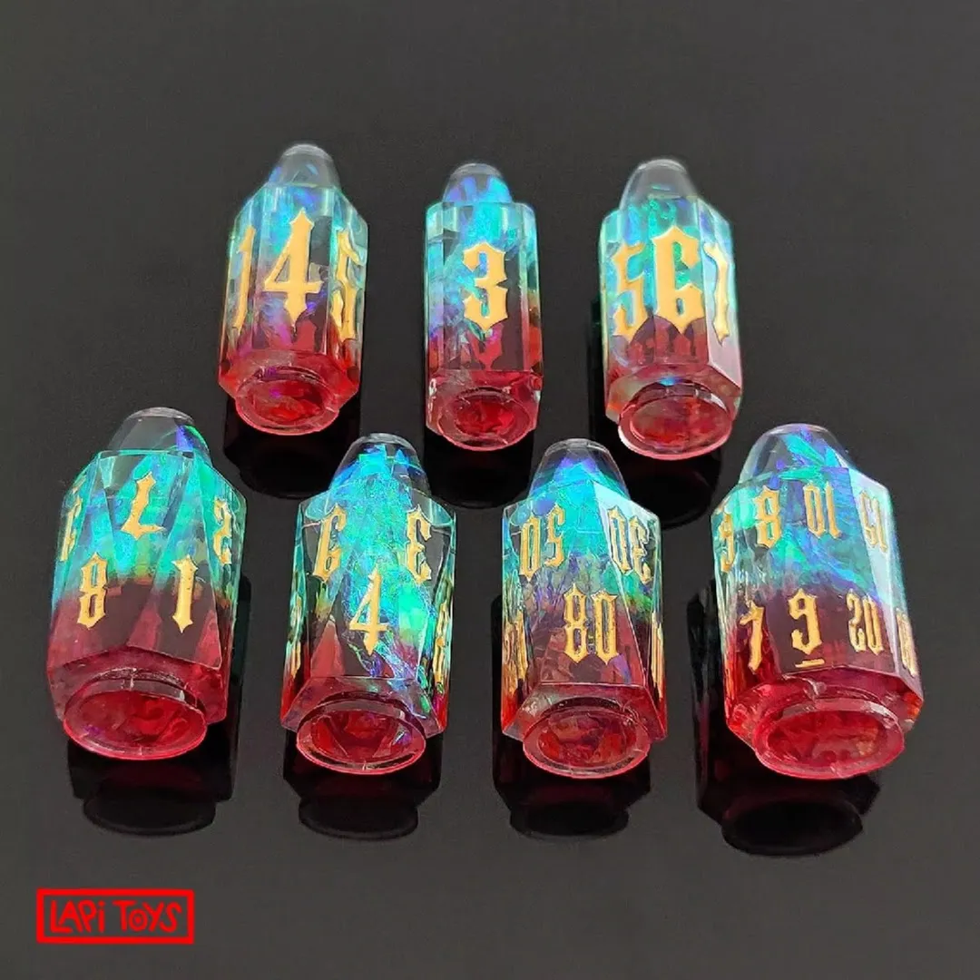 Lapi Toys Polydice Acryl D&D Dobbelsteen - 7-delig Rood/Blauw