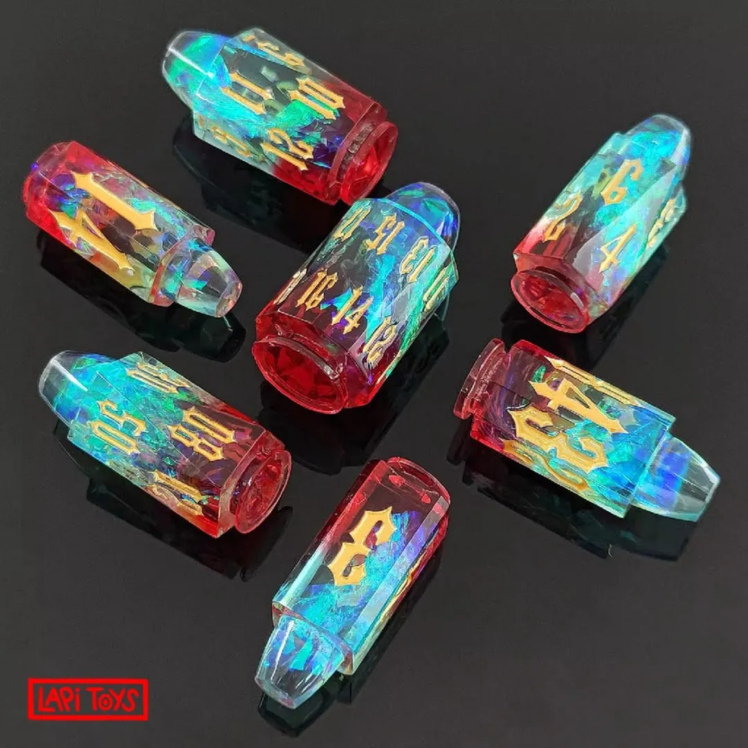 Lapi Toys Polydice Acryl D&D Dobbelsteen - 7-delig Rood/Blauw