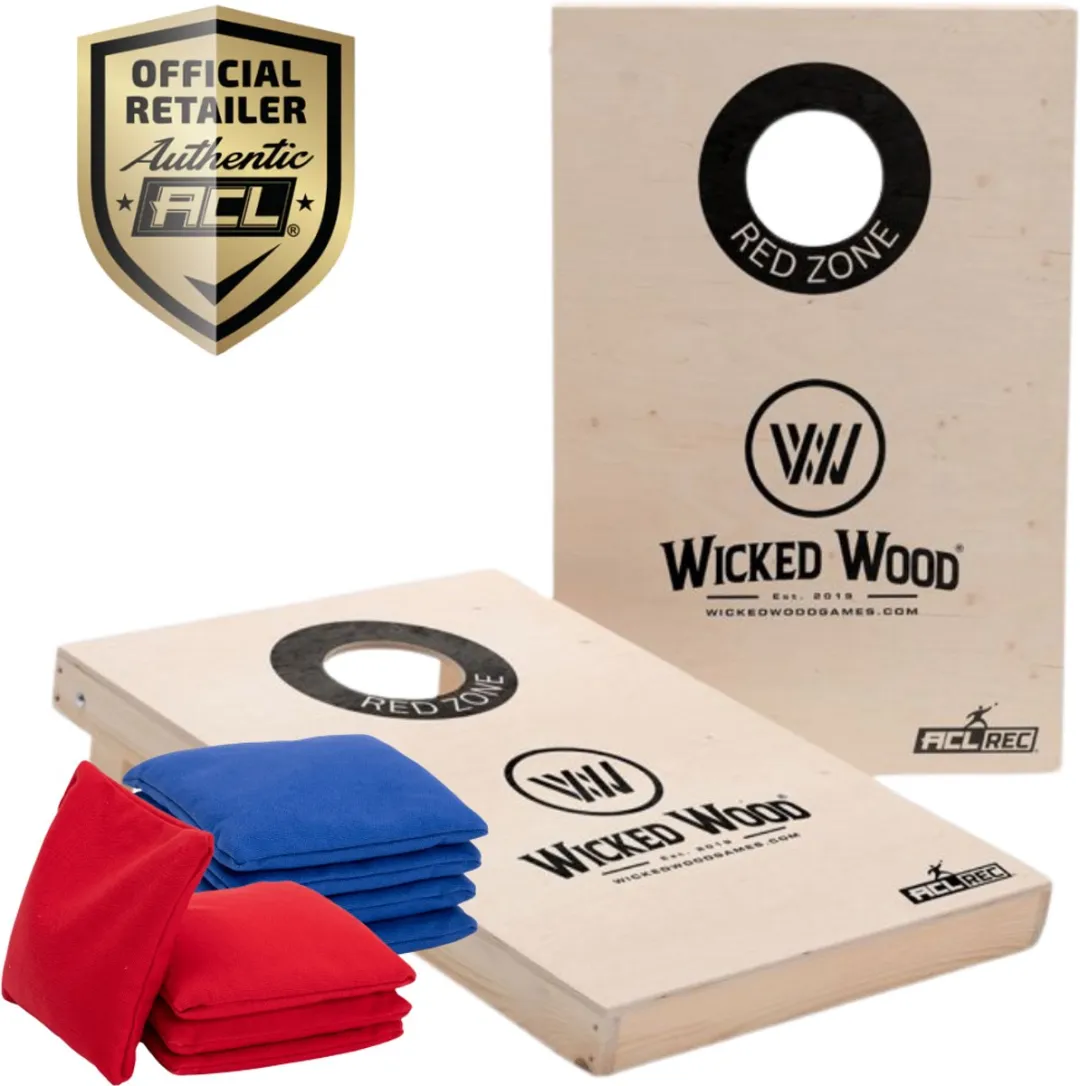 Wicked Wood Games Cornhole Black Red Zone 102080112