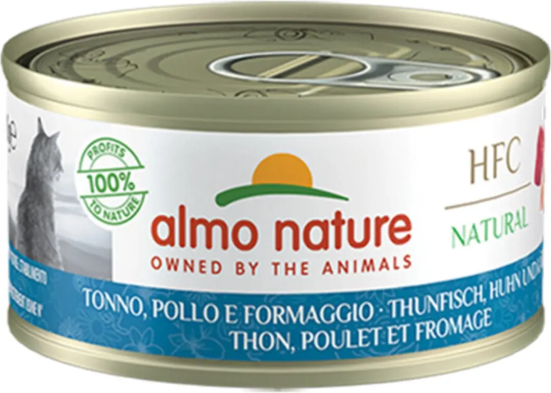 Almo Nature HFC Natural Natvoer Kat Tonijn Kip Kaas 150g