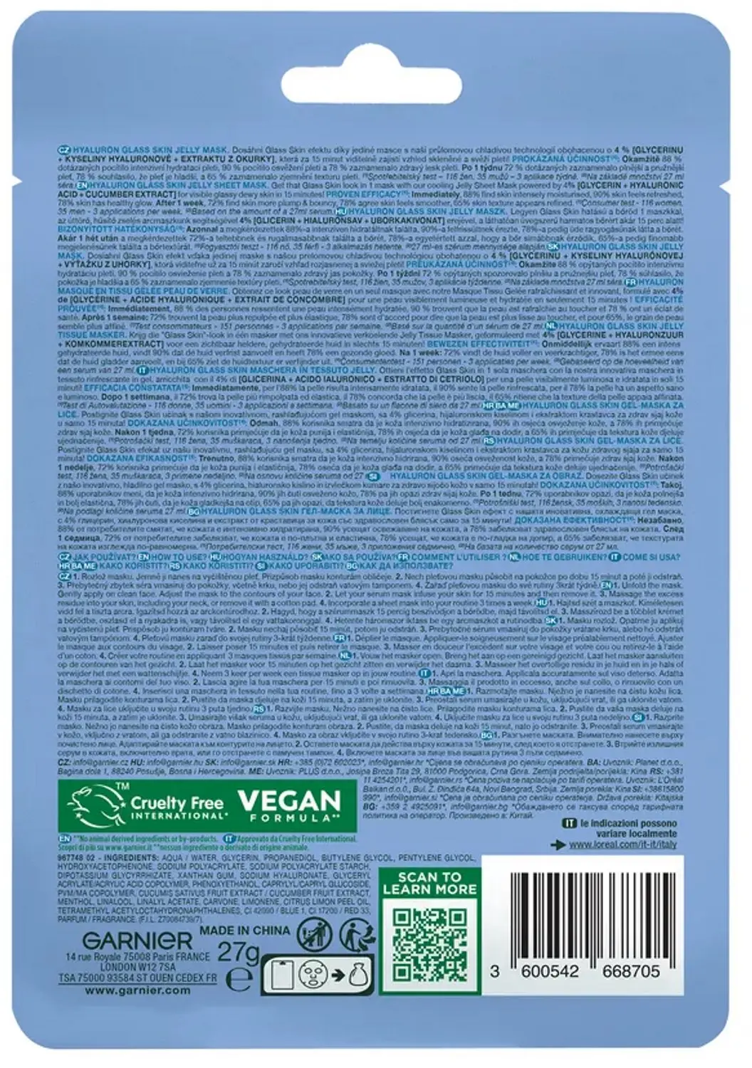 Garnier Hyaluron Glass Skin Jelly Sheet Mask - 27g - afbeelding 3 van 4