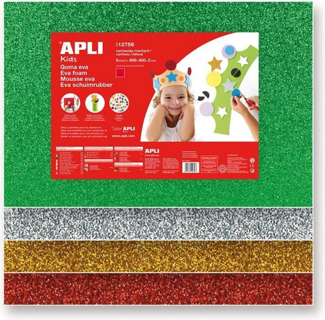Apli Kids EVA Foam Vellen 60x40cm Assorti Glitter