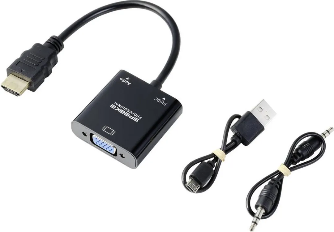 SpeaKa Professional SP-10352148 HDMI-VGA Adapter - Zwart