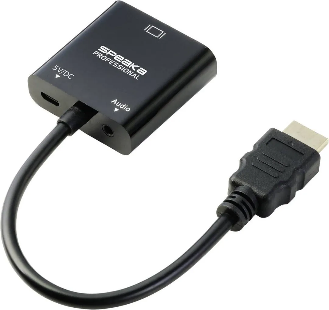 SpeaKa Professional SP-10352148 HDMI-VGA Adapter - Zwart