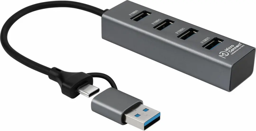 MicroConnect USBHUB4-2IN1 USB-hub - Zwart - afbeelding 2 van 4