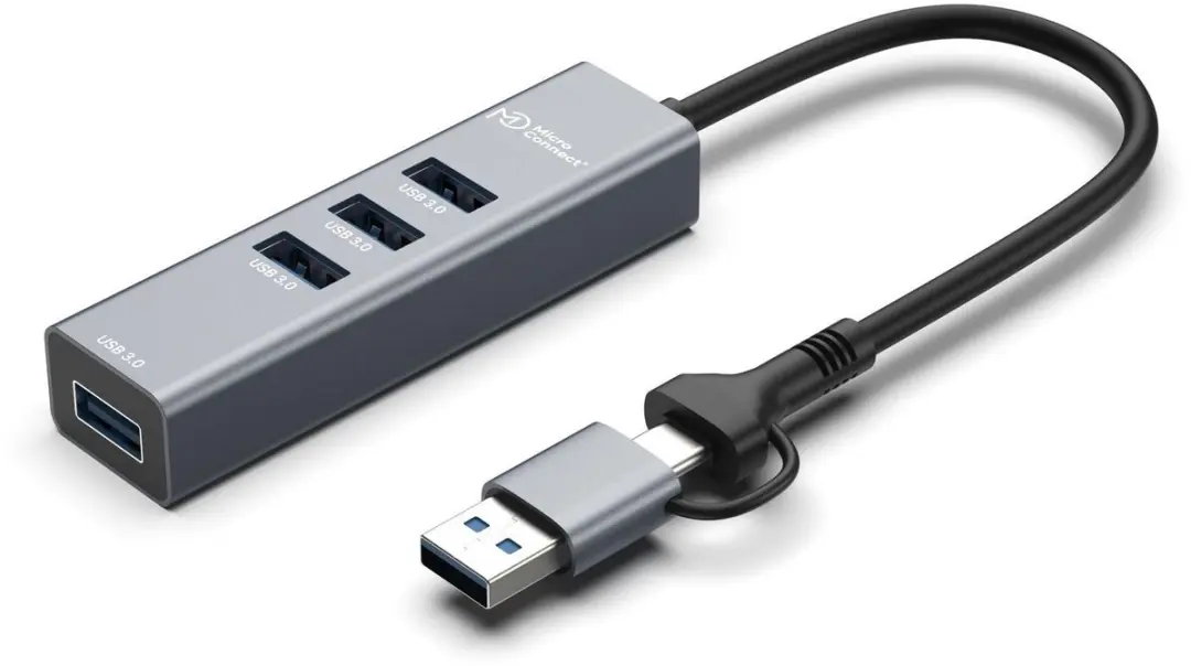 MicroConnect USBHUB4-2IN1 USB-hub - Zwart - afbeelding 3 van 4