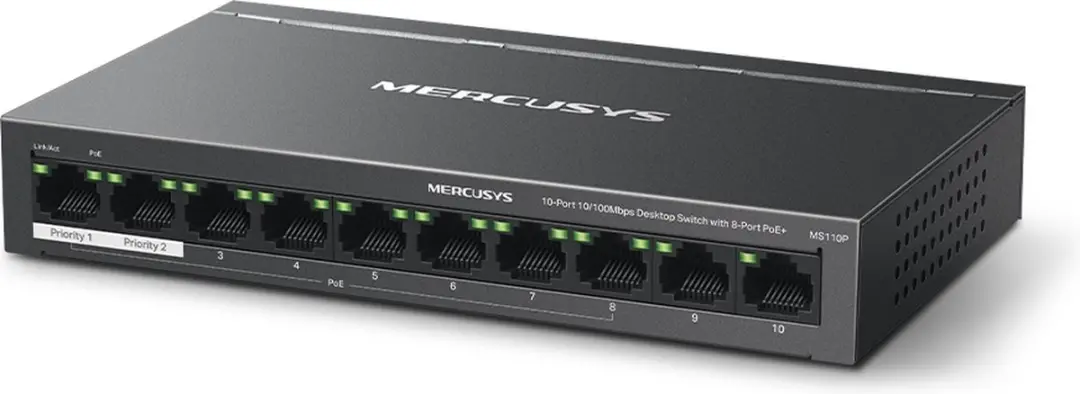Mercusys MS110P Netwerk-switch - Zwart - afbeelding 5 van 6