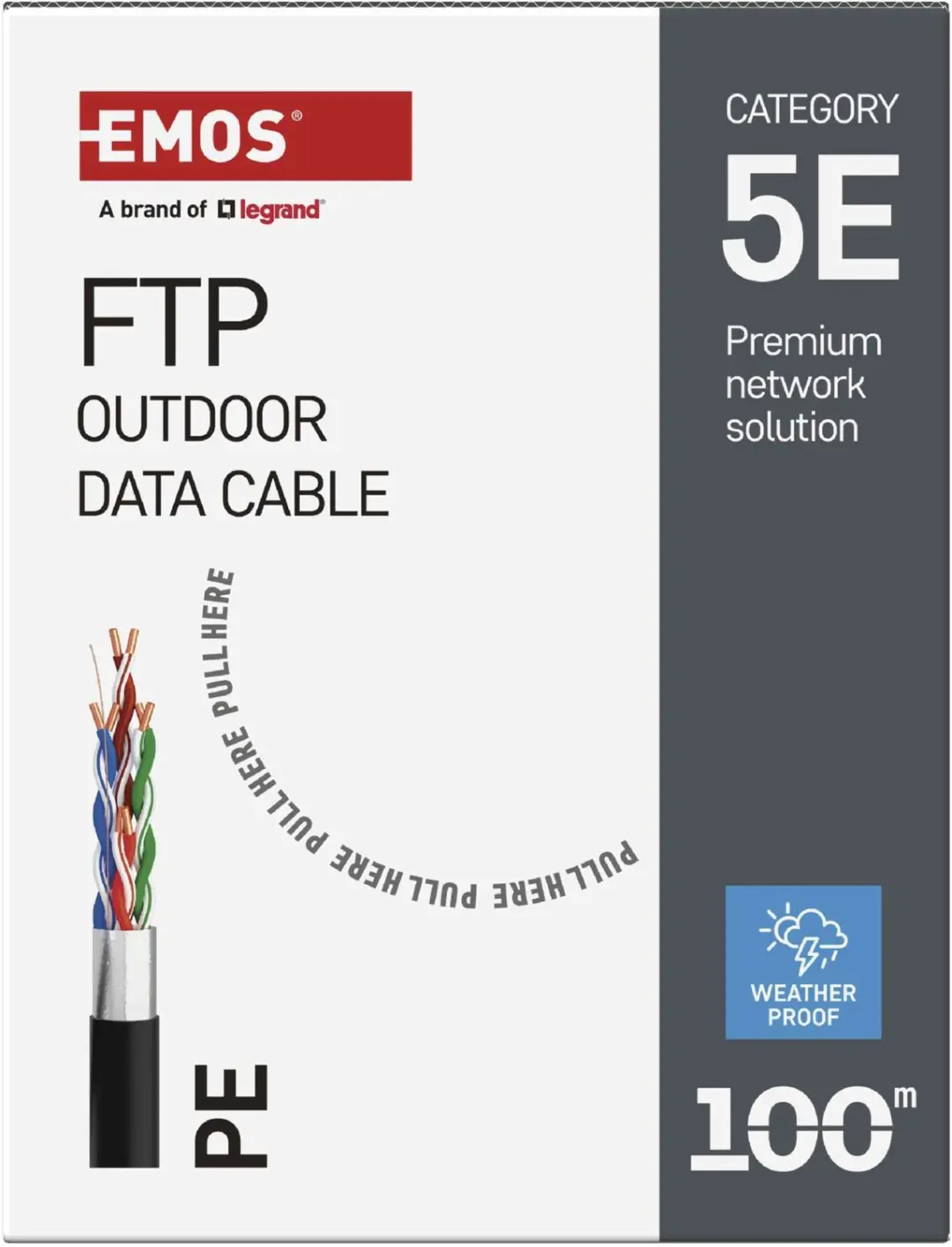 Emos S9224 FTP Cat5e Netwerkkabel - 100m Buitengebruik - afbeelding 5 van 6