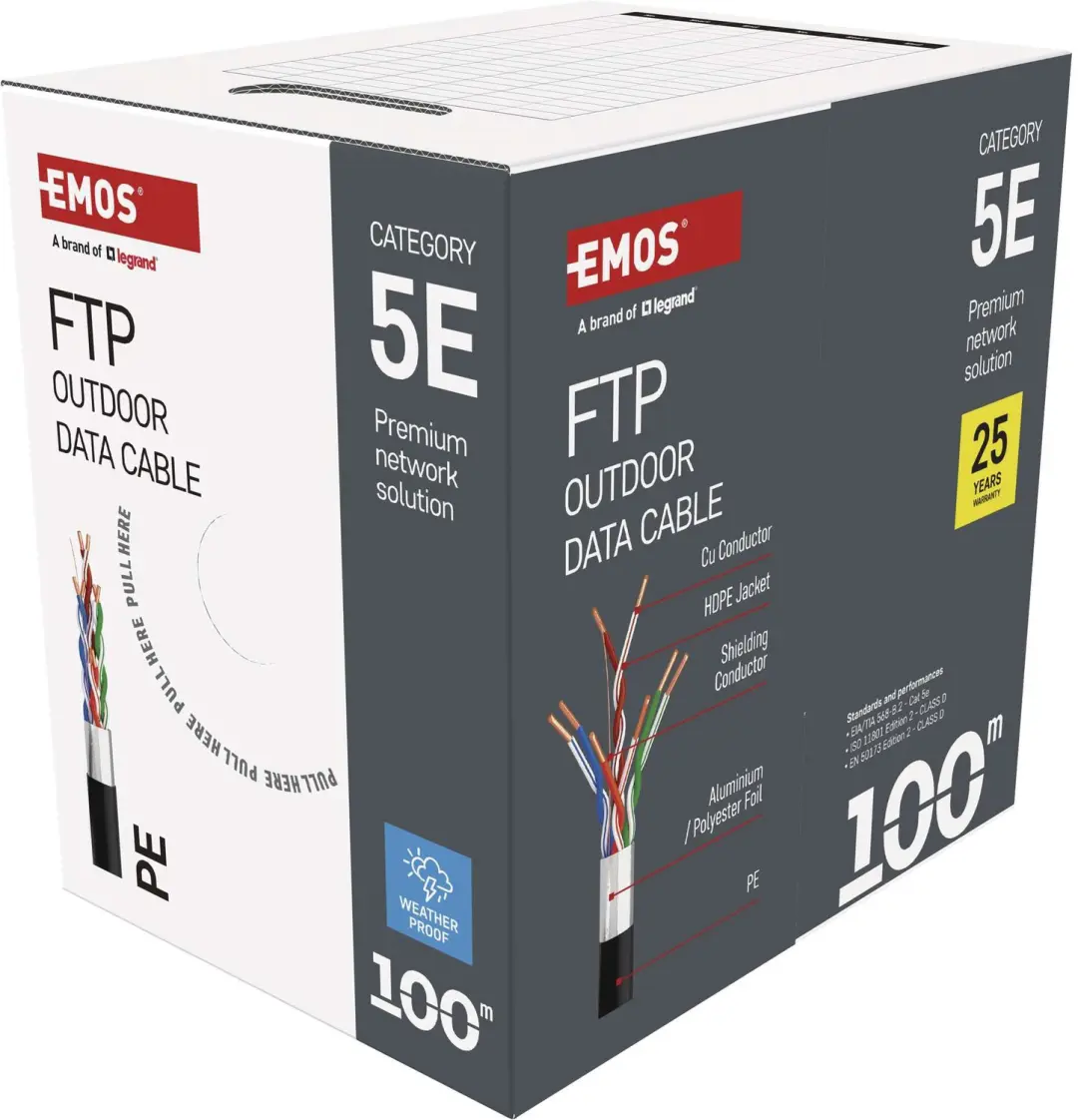 Emos S9224 FTP Cat5e Netwerkkabel - 100m Buitengebruik - afbeelding 4 van 6