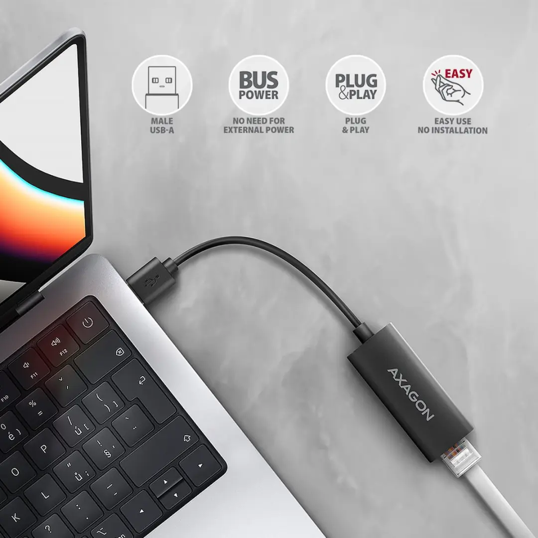 Axagon ADE-AR Netwerkadapter USB-A - Kleurloos - afbeelding 4 van 6