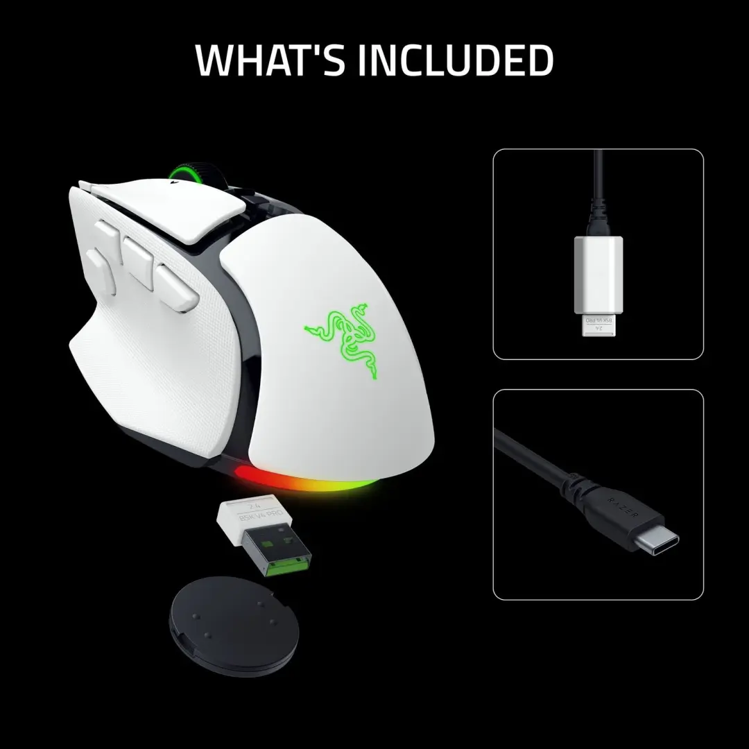 Razer Basilisk V4 Pro Draadloze Gaming Muis - 50.000 DPI - Wit - afbeelding 6 van 6