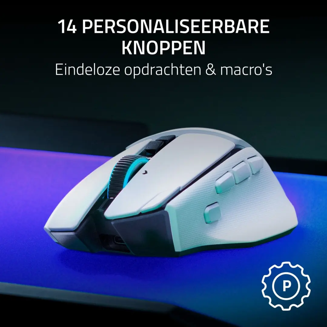 Razer Basilisk V4 Pro Draadloze Gaming Muis - 50.000 DPI - Wit - afbeelding 2 van 6