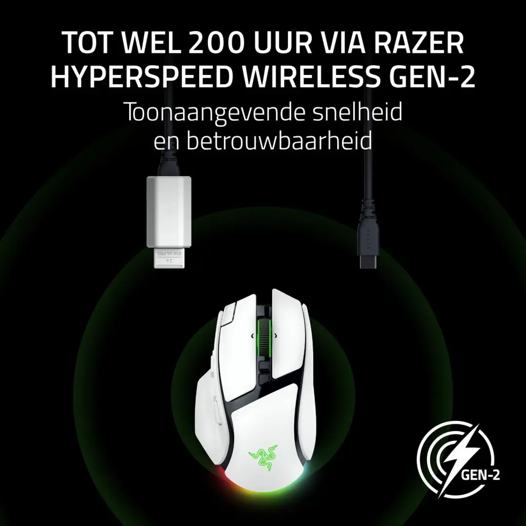 Razer Basilisk V4 Pro Draadloze Gaming Muis - 50.000 DPI - Wit - afbeelding 4 van 6