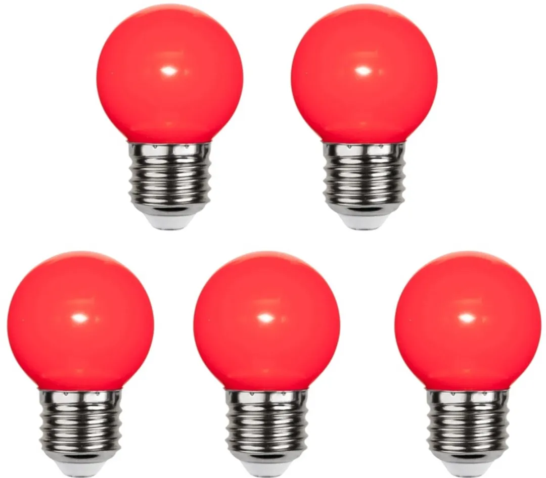 Star Trading Prikkabel Kogellamp E27 1W - 5 Stuks - Rood