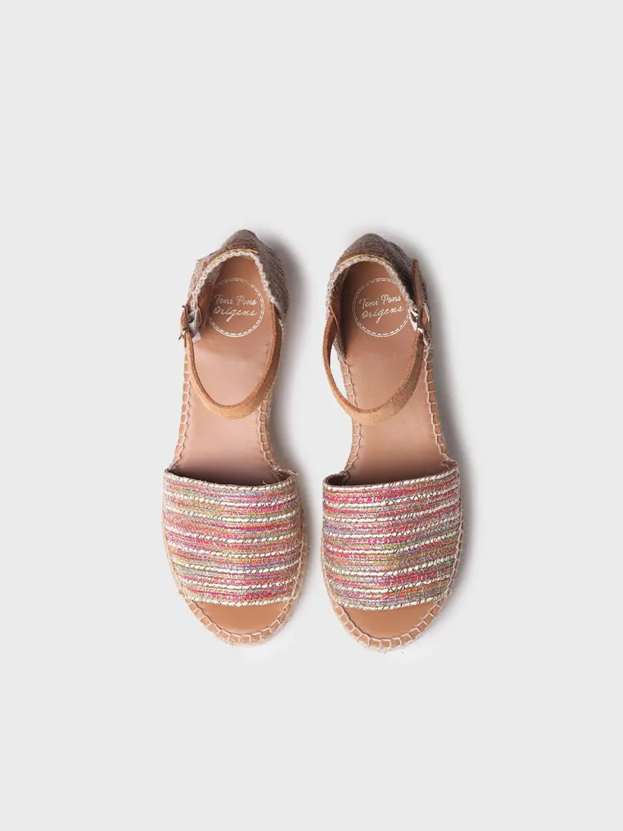 Open espadrille voor dames van veelkleurige stof