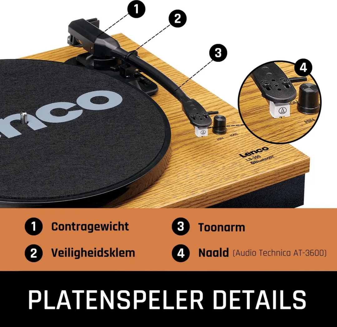 Lenco LS-300WD Platenspeler - Bluetooth - Hout