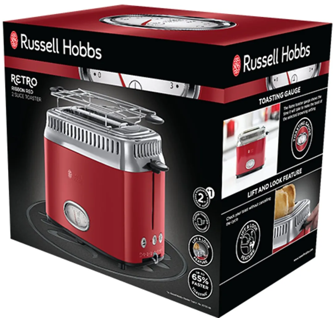 Russell Hobbs 21680-56 Retro Broodrooster - 2 Sandwiches - 1300W - Rood - afbeelding 6 van 6