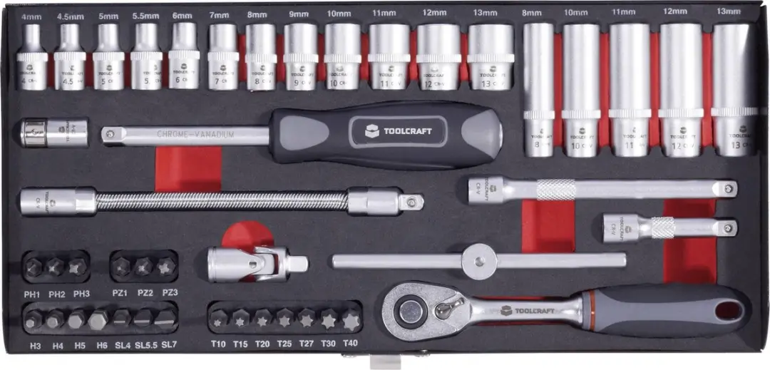 TOOLCRAFT 826386 Dopsleutelset Metrisch 1/4 - 45-delig - afbeelding 2 van 3