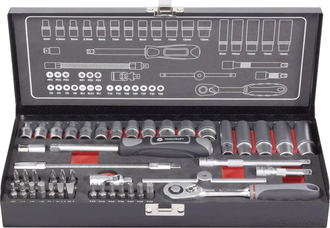 TOOLCRAFT 826386 Dopsleutelset Metrisch 1/4
