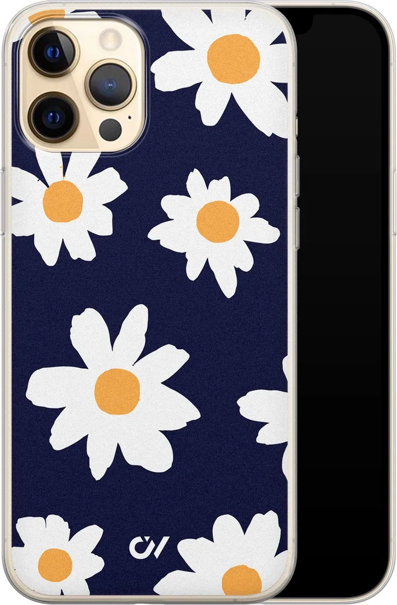 Casevibes Hoesje iPhone 12 A/13/UV/047 - Blauw Sweet Daisies
