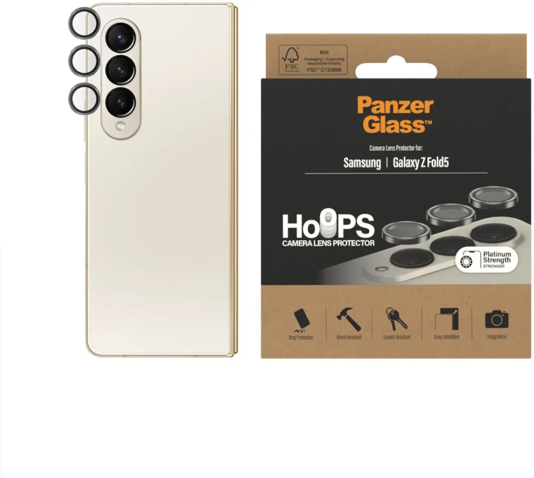 PanzerGlass Optical Hoop Rings Samsung Galaxy Z Fold 5 - Camera Lens Protector Glas - Zwart
