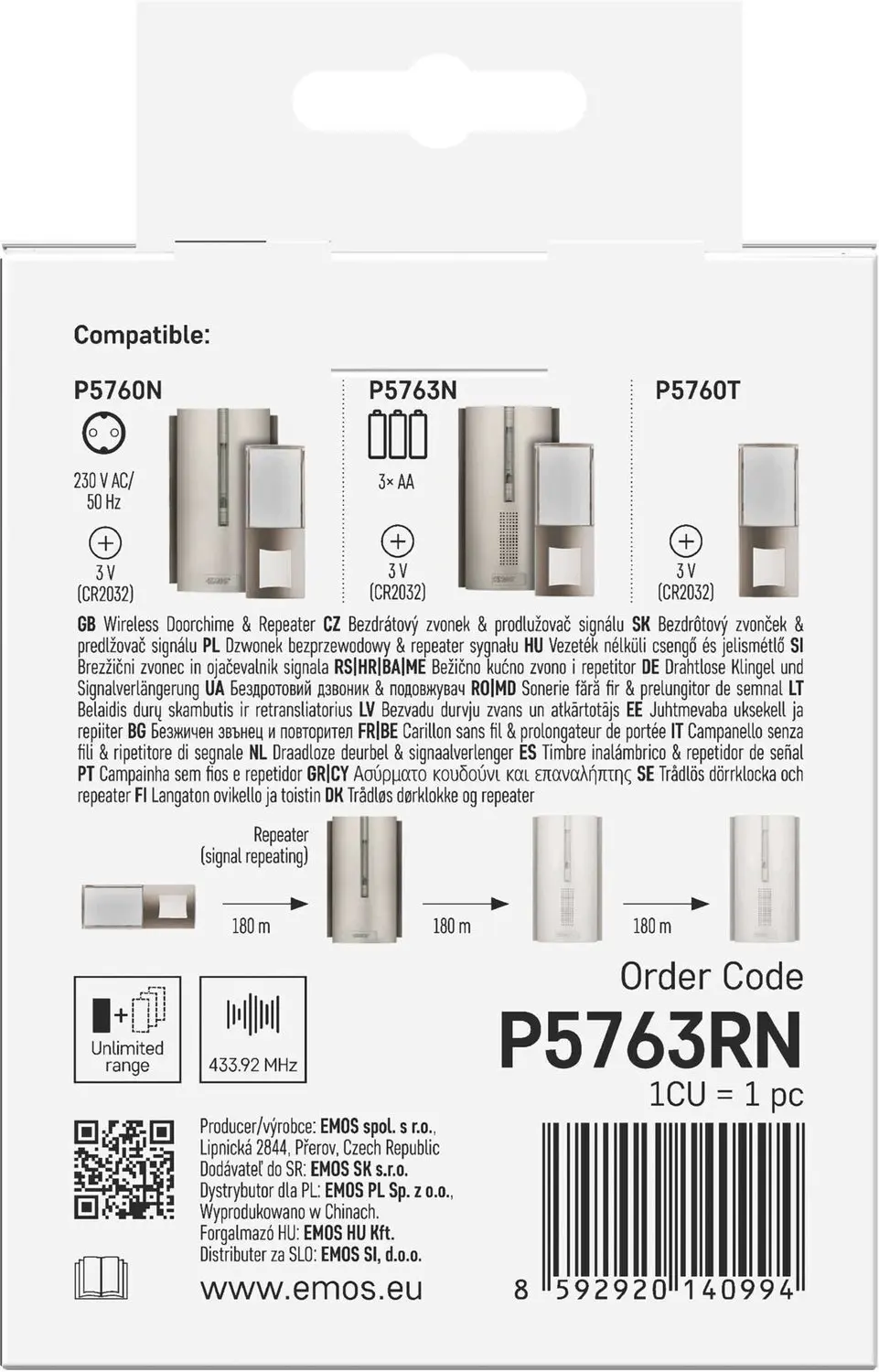 EMOS Draadloze Extra Deurbel P5763RN - 3x AA - afbeelding 4 van 6