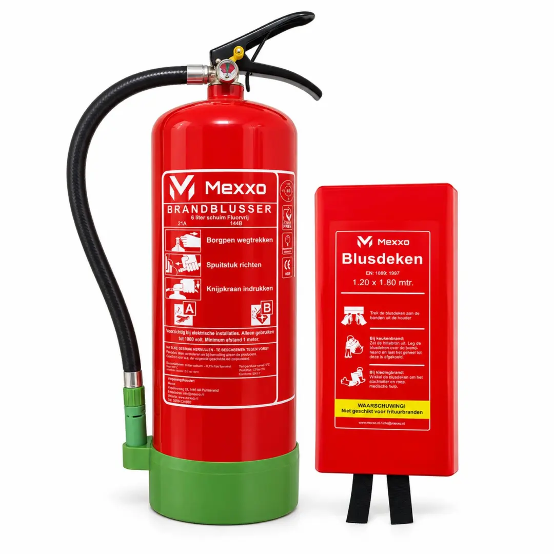 Schuimblusser PFAS vrij 6 liter AB & Blusdeken 120 x 180cm