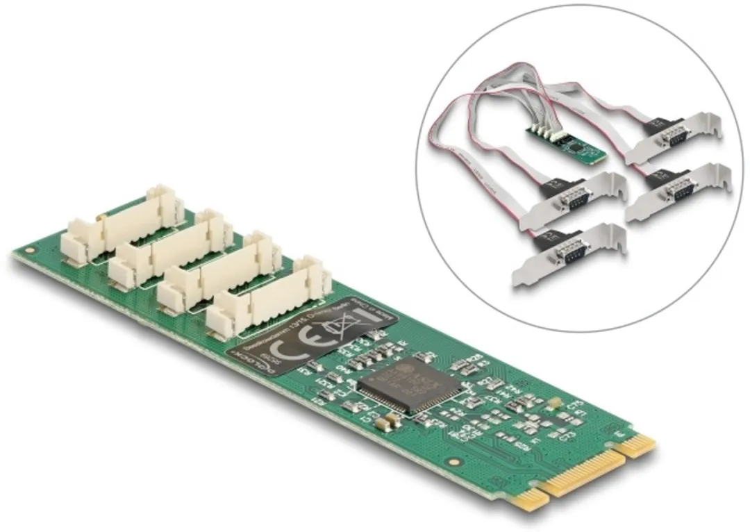 Delock M.2 naar 4x RS-232 DB9 - Zwart