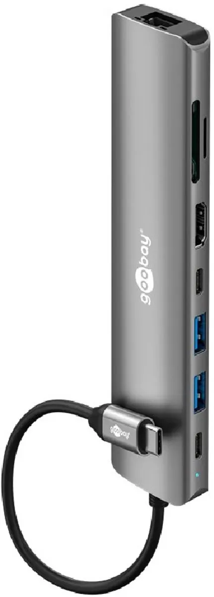 Goobay 79146 USB-C Hub 8-in-1 - Grijs