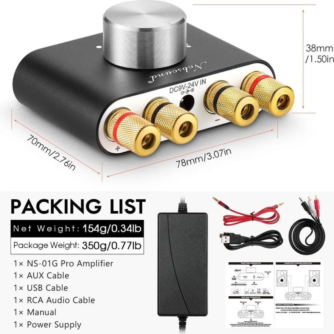 NÖRDIC SGM-173 Bluetooth Audio Versterker - 50W - Zwart - afbeelding 6 van 6