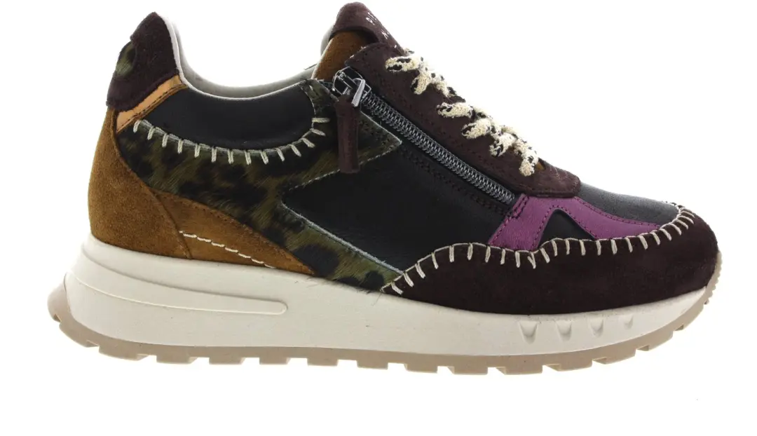 Dames Sneakers Piedi Nudi Karol Brown Leather Multi