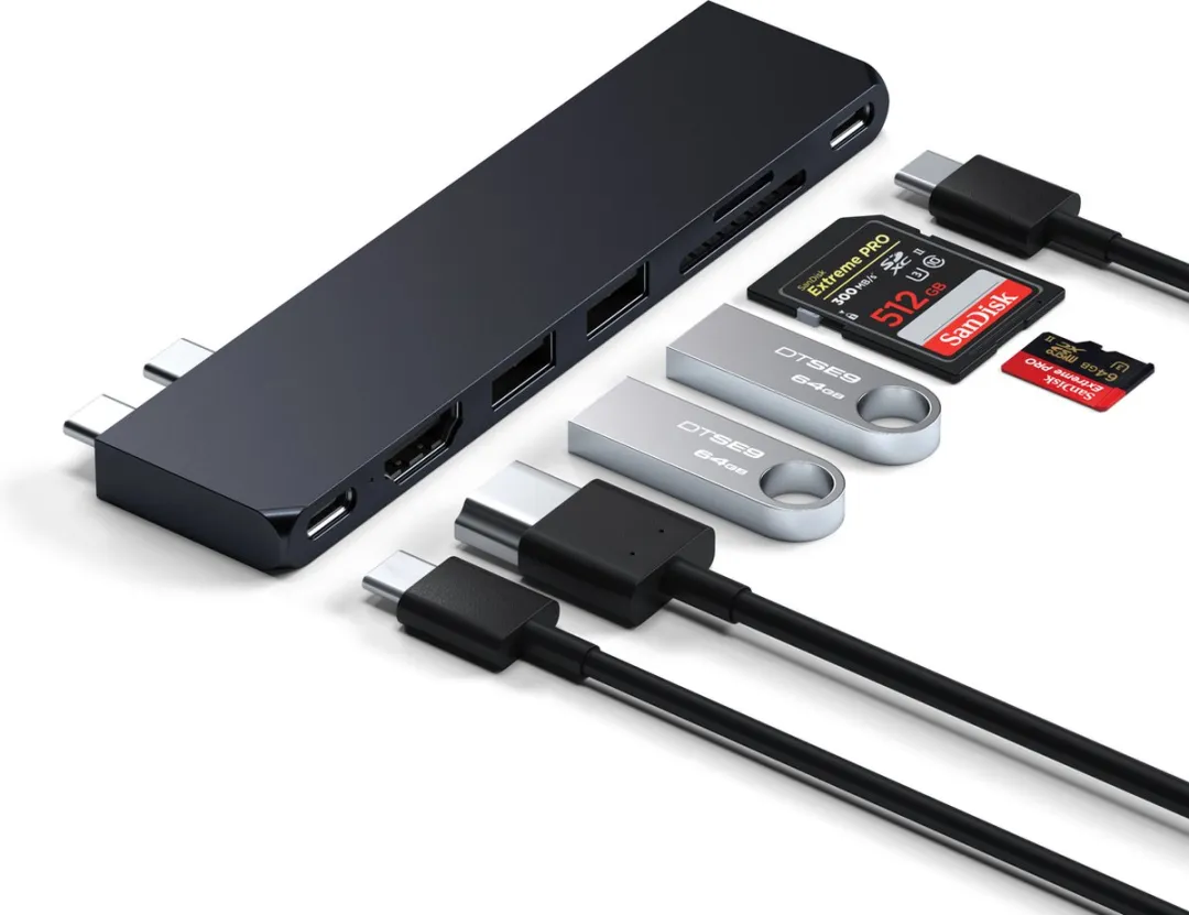 Satechi USB-C Pro Hub Slim Adapter - Blauw