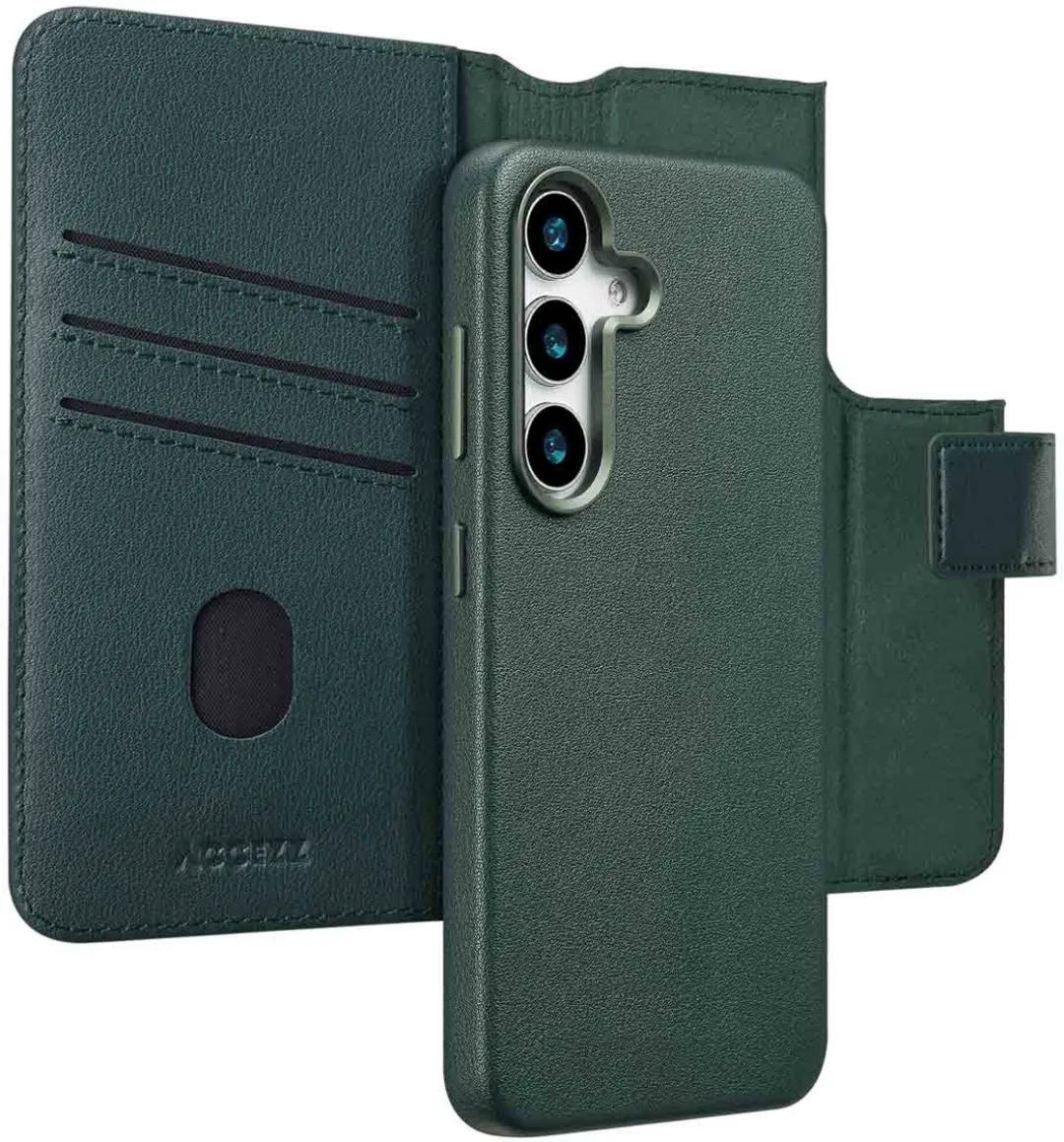 Accezz Hoesje Samsung Galaxy S25 Leather Bookcase 2-in-1 - Cedar Green
