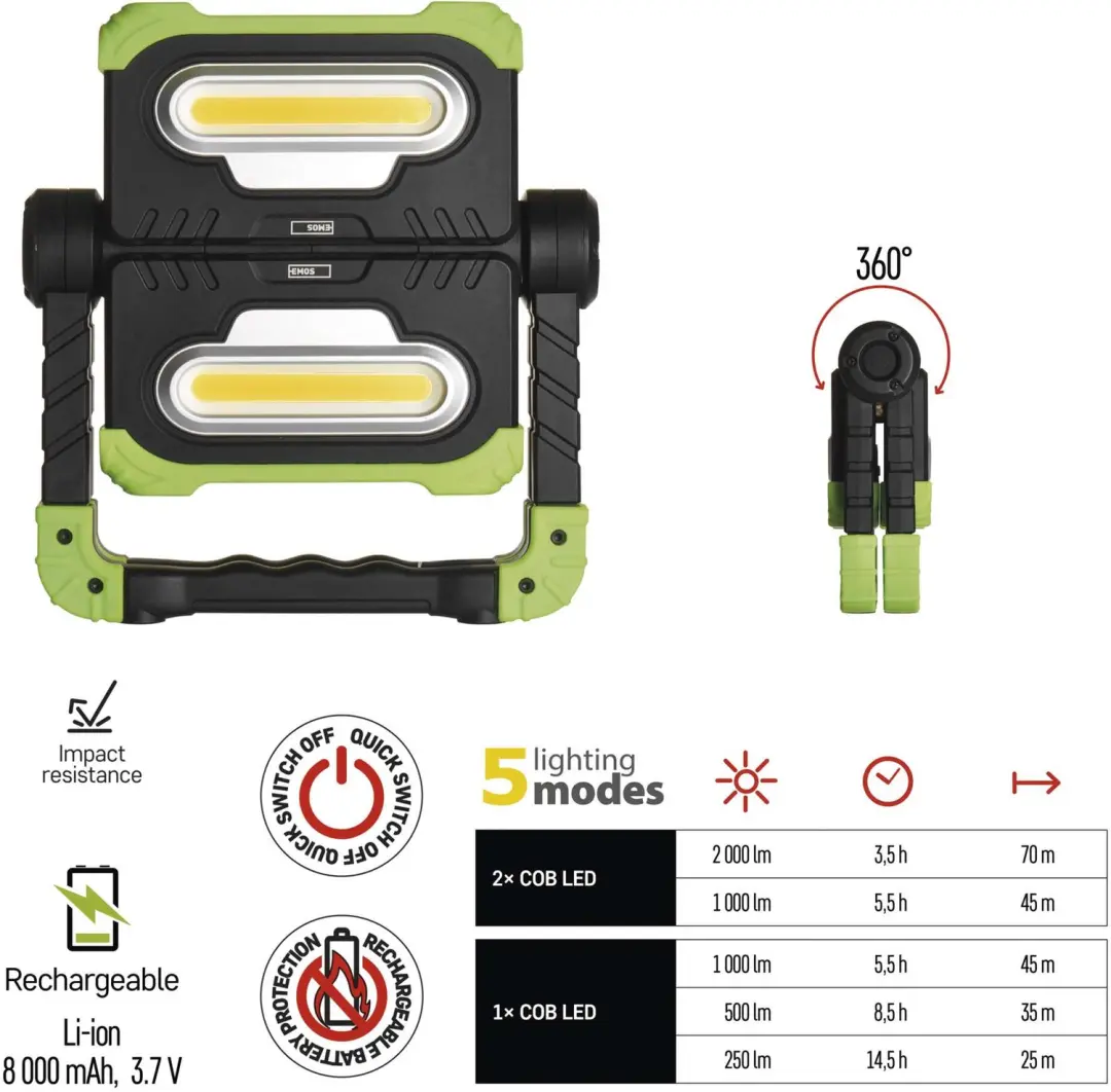 Emos P4536 COB LED Werklamp - 2000 lm - afbeelding 4 van 6