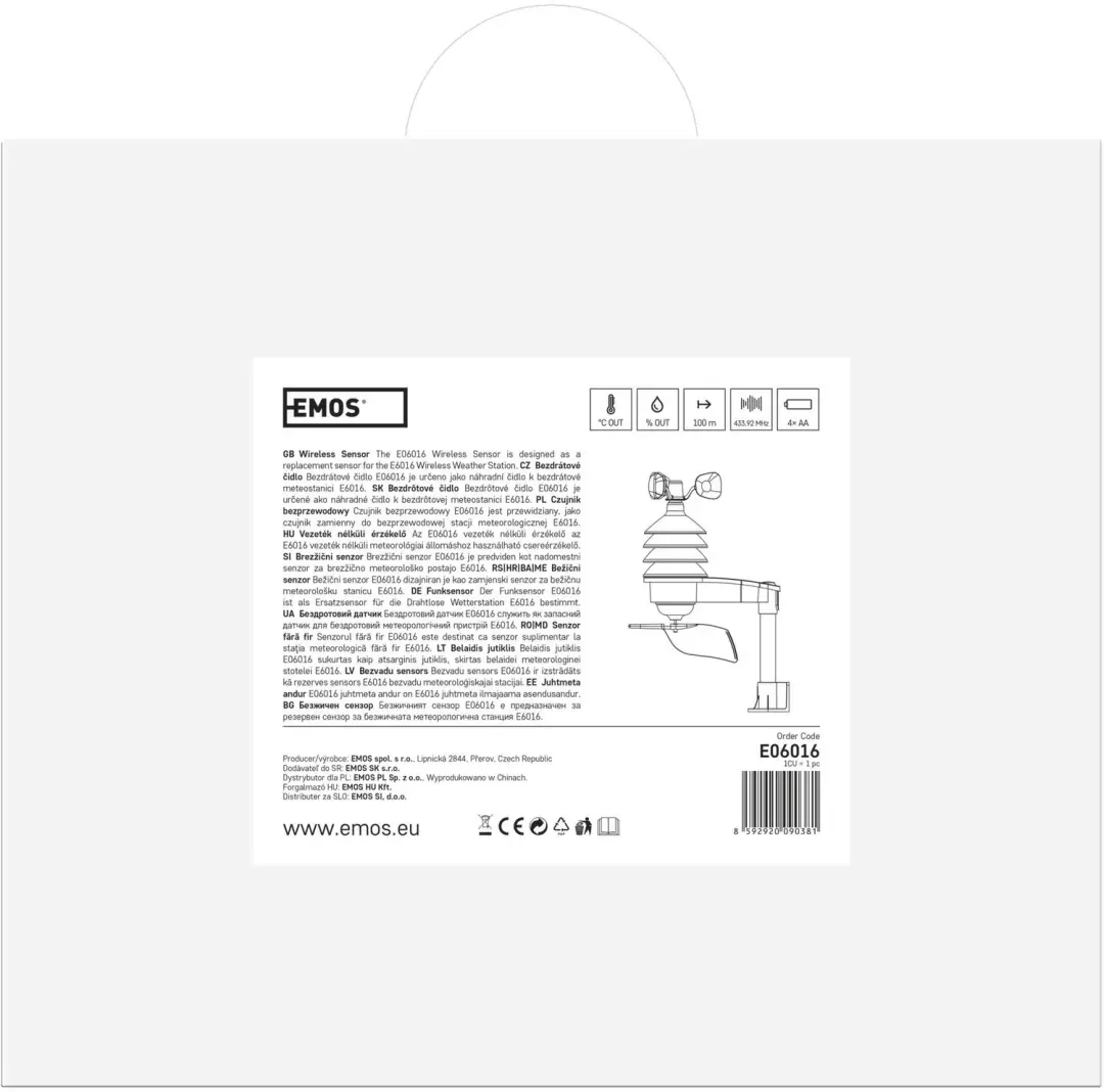 Emos Draadloze Sensor voor Weerstation E6016 - Wit - afbeelding 2 van 3
