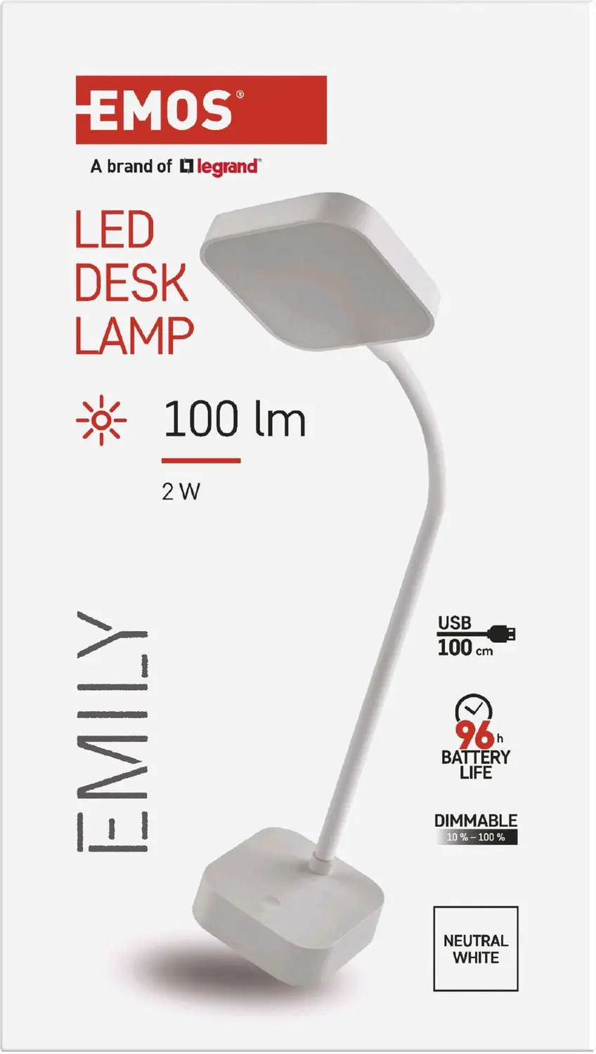 Emos Emily LED-bureaulamp Oplaadbaar - Z7627 - Wit - afbeelding 5 van 6